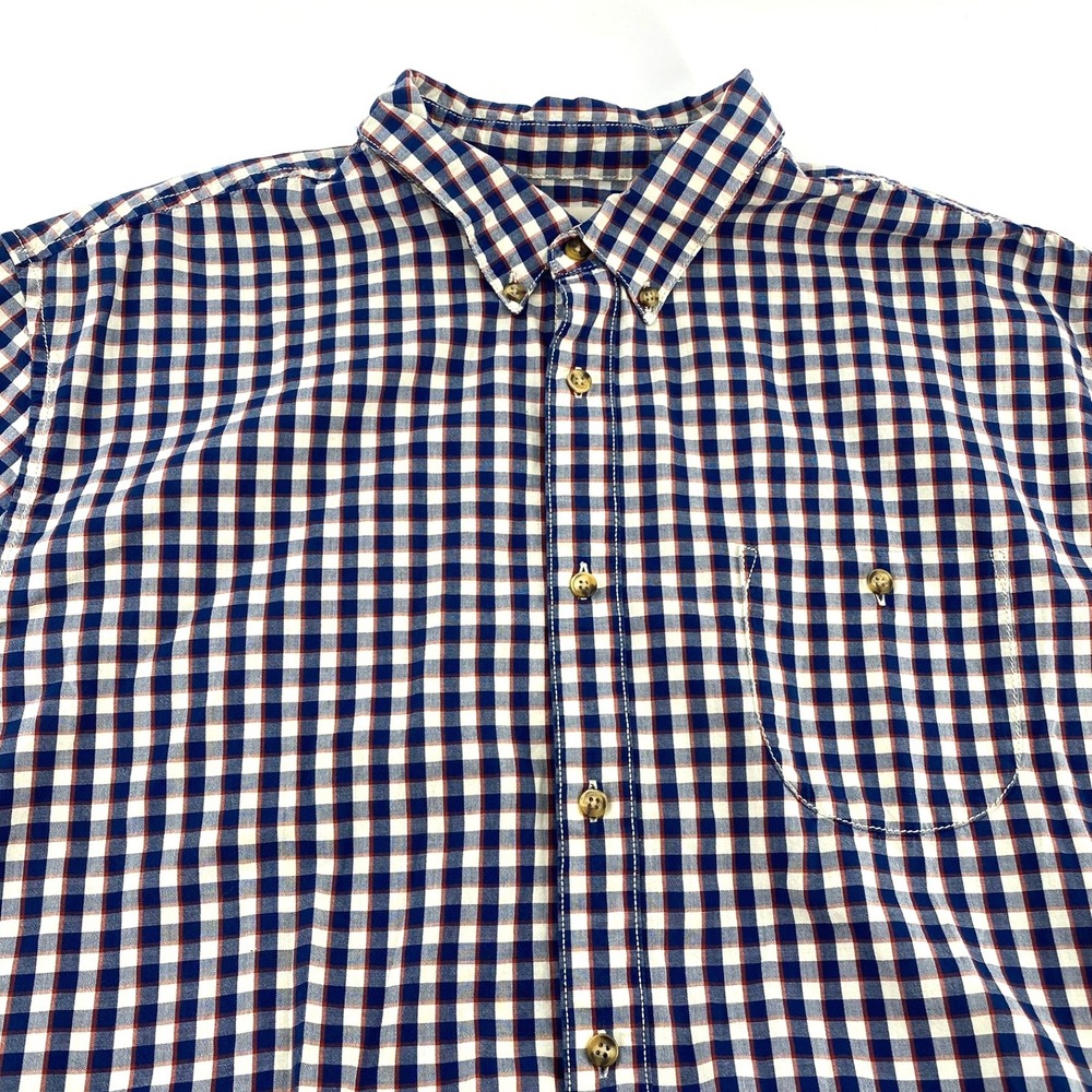 Life After Denim Men's XXL Blue Red Gingham Plaid Short Sleeve Button Down Shirt
